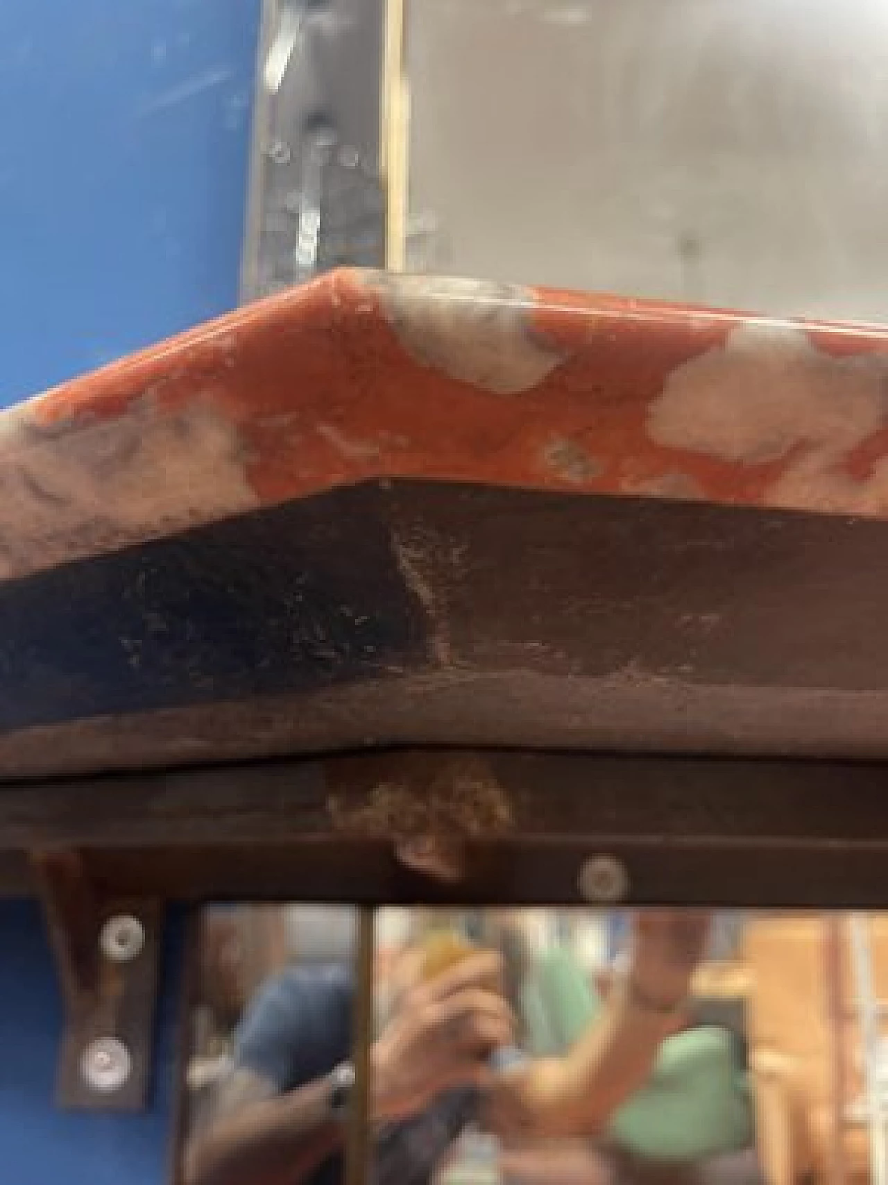 Specchio con consolle in marmo rosso, anni '60 15