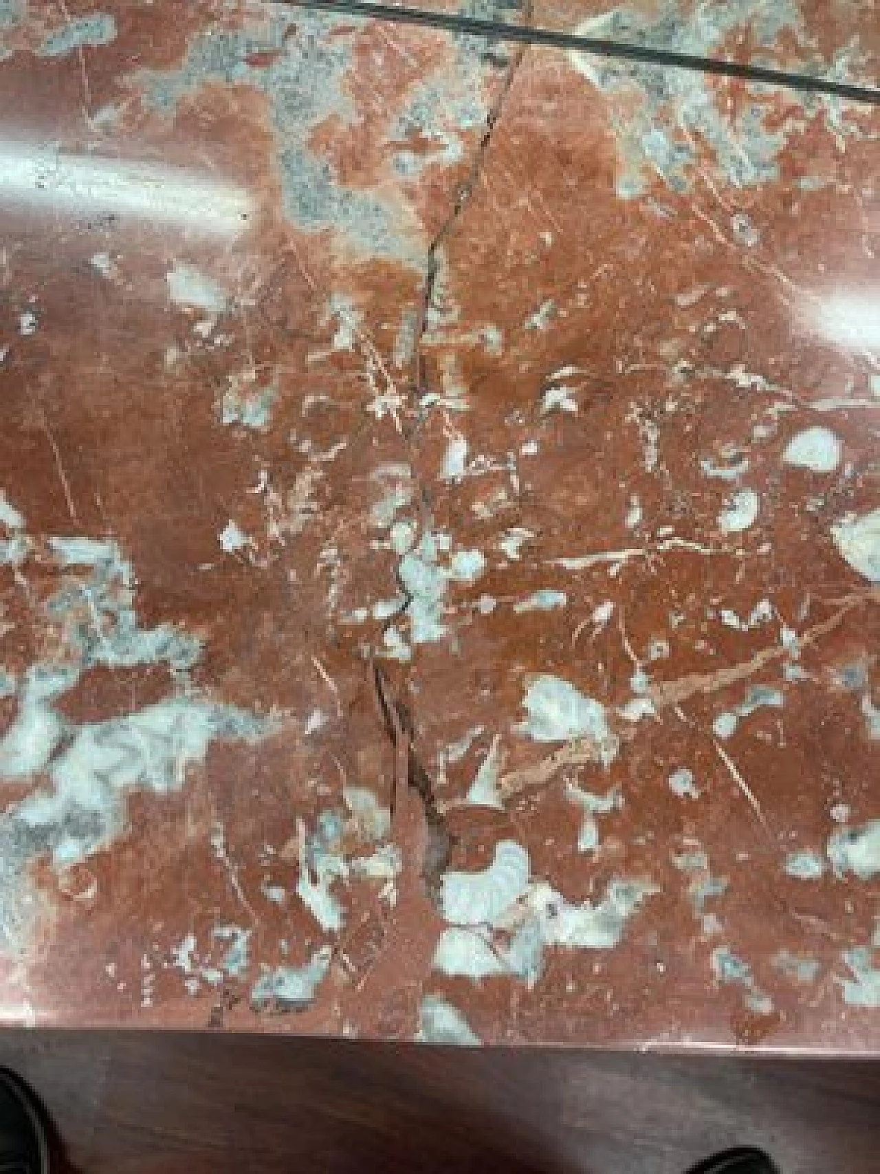 Specchio con consolle in marmo rosso, anni '60 16