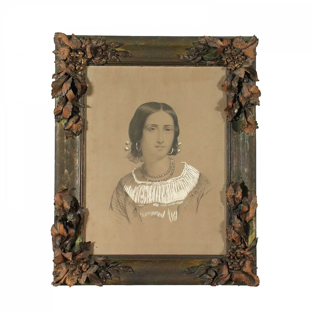 Ritratto di giovane donna, matita, carboncino e biacca su carta, 1858 1