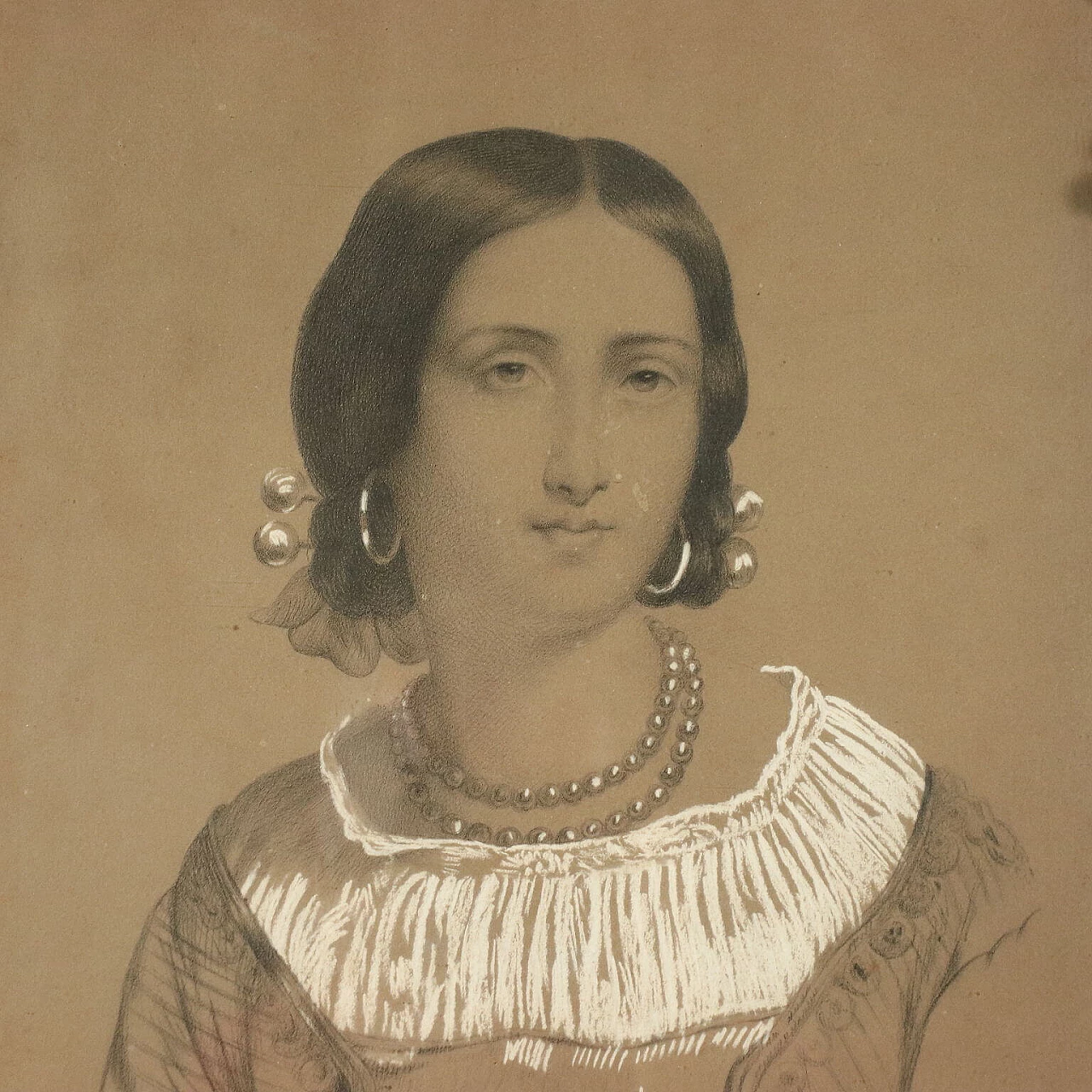 Portrait of a young woman, pencil, charcoal and white lead on paper, 1858 3