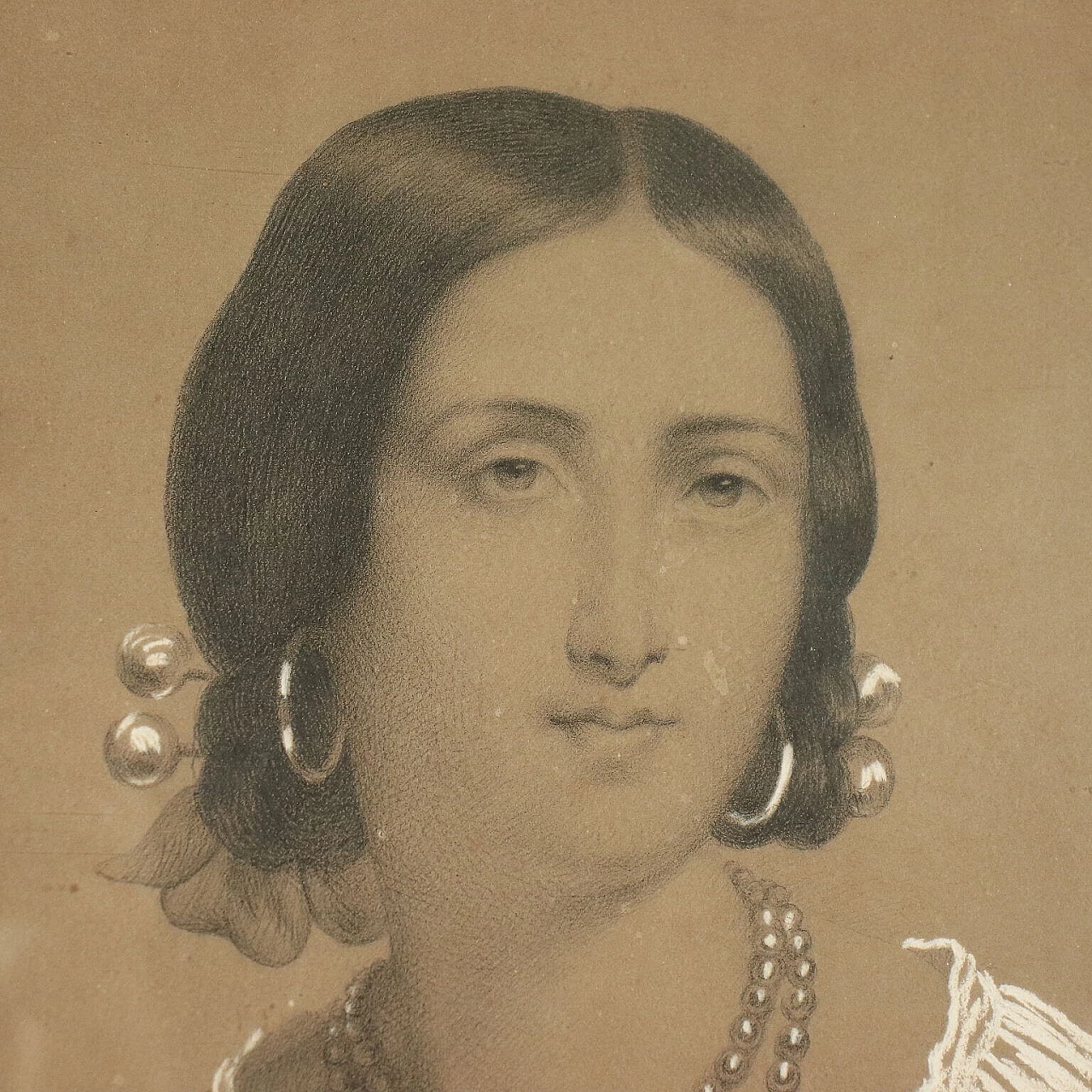 Portrait of a young woman, pencil, charcoal and white lead on paper, 1858 4