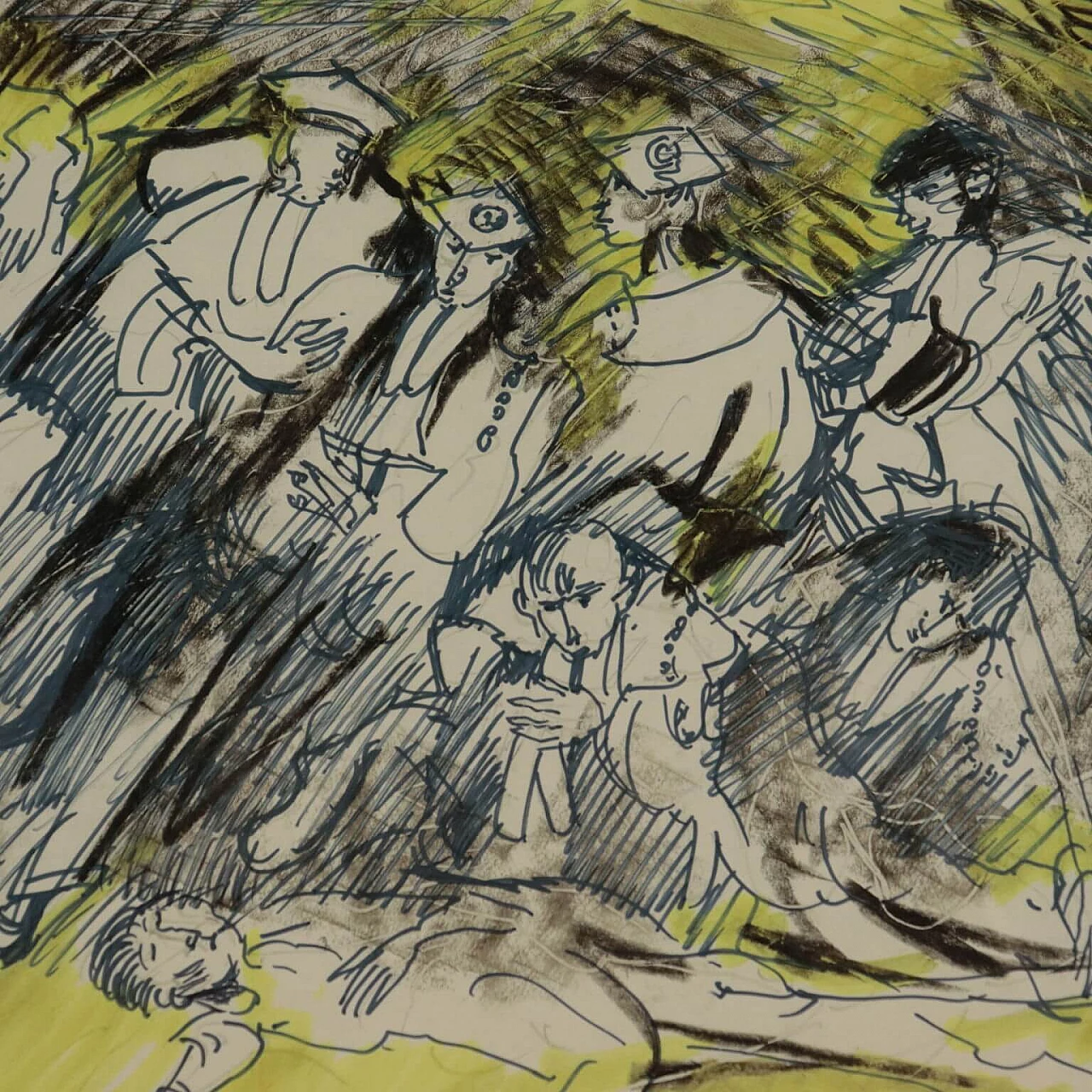 Remo Brindisi, Holocaust, mixed media drawing on paper, 1989 5