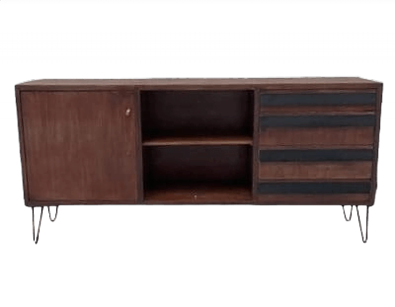 Wood, metal and laminate sideboard, 1950s 10