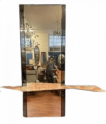 Mirror with red marble console, 1960s