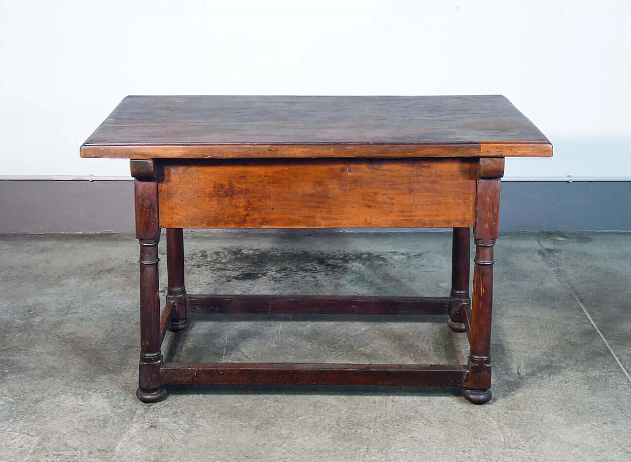 Solid walnut table with two front drawers, 19th century 8