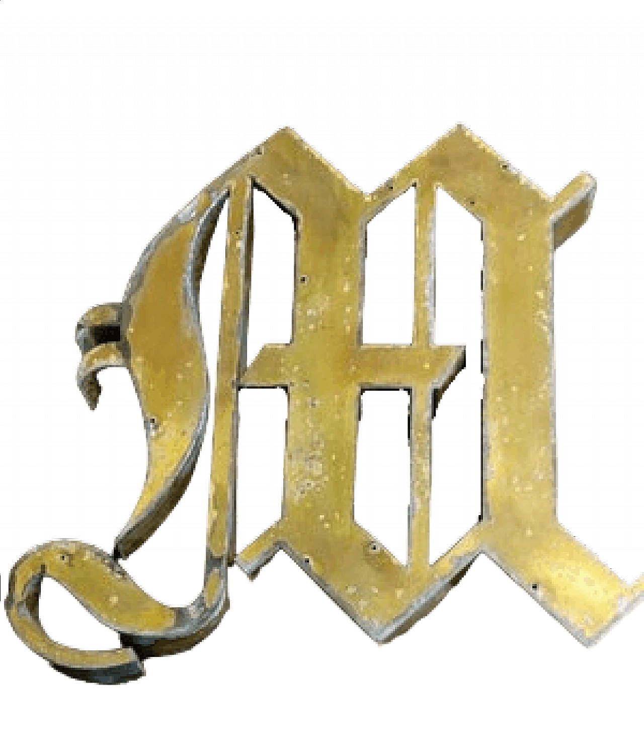 Lettera M in ottone, anni '20 5