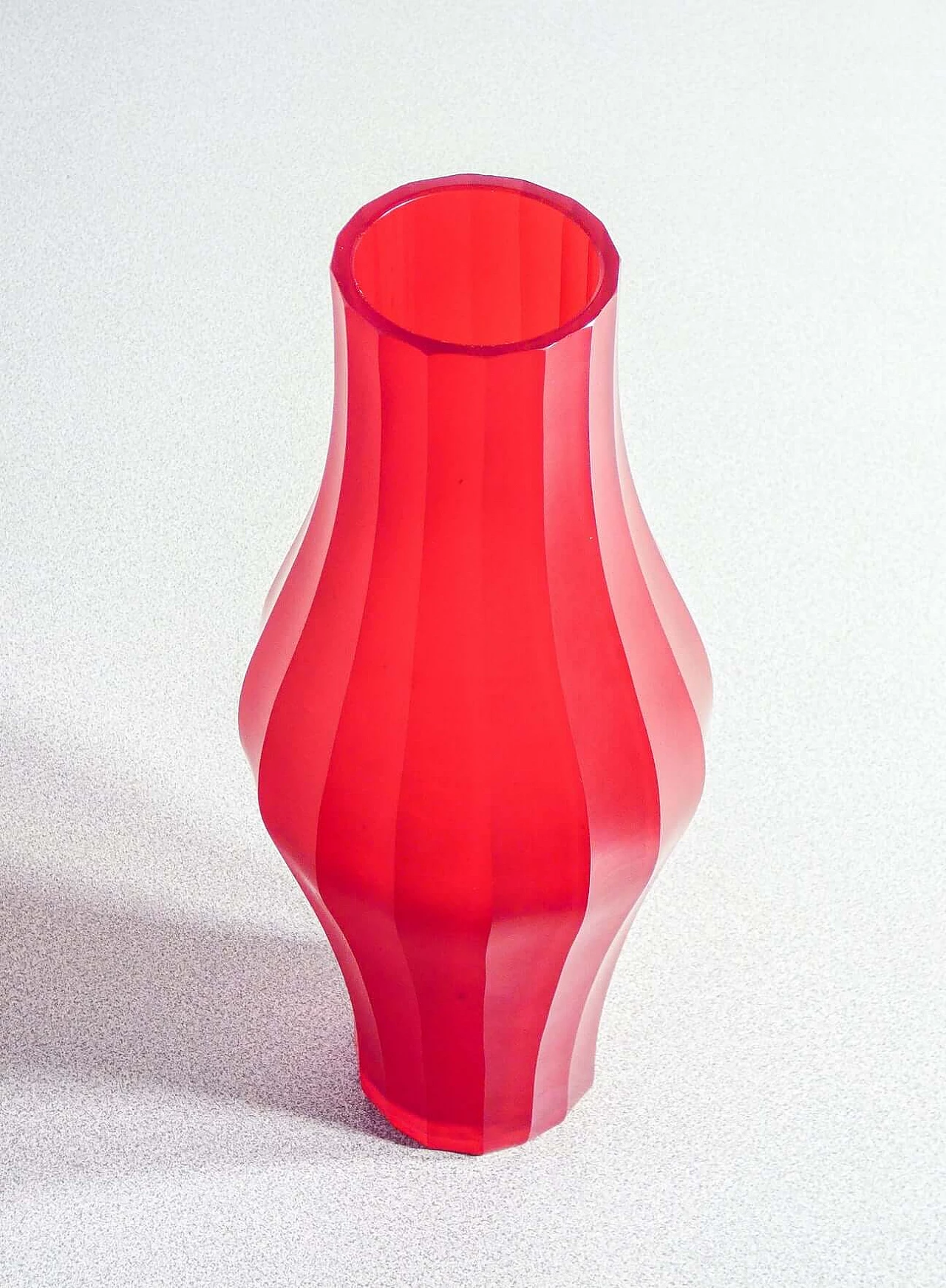 Red Murano blown glass vase, 1980s 4