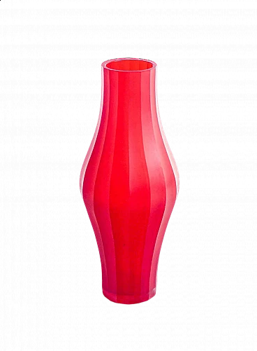 Vaso in vetro soffiato rosso di Murano, anni '80