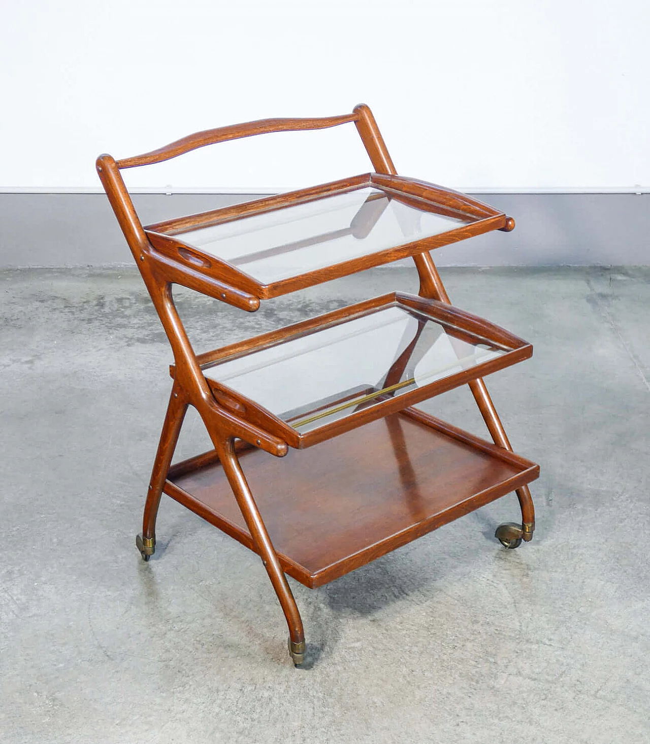 Food cart with two pull-out trays and lower shelf by Ico Parisi, 1950s 1