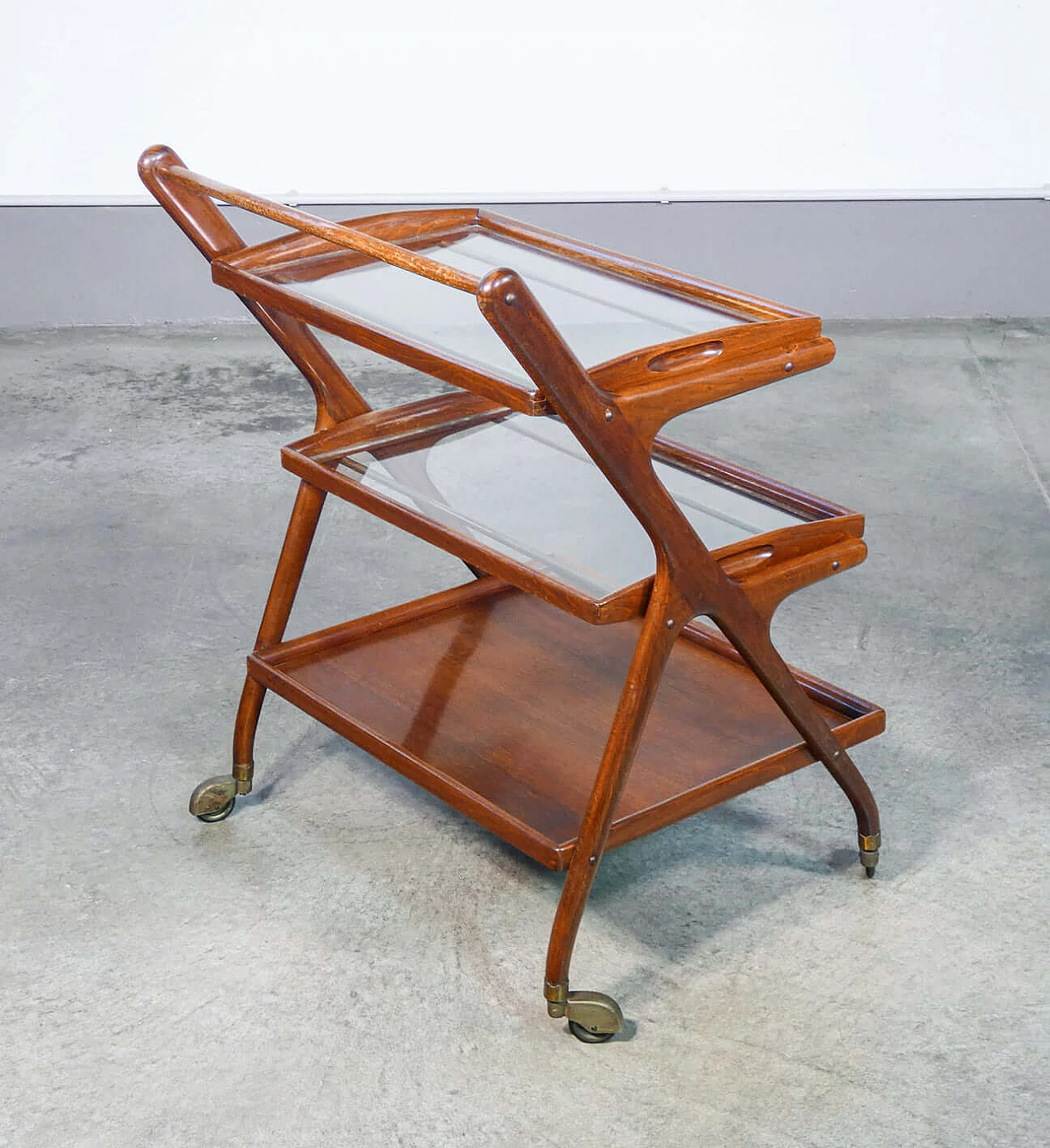 Food cart with two pull-out trays and lower shelf by Ico Parisi, 1950s 8