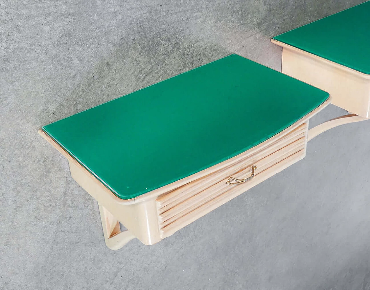 Pair of shelf bedside tables with drawer in the style of V. Valabrega, 1940s 4