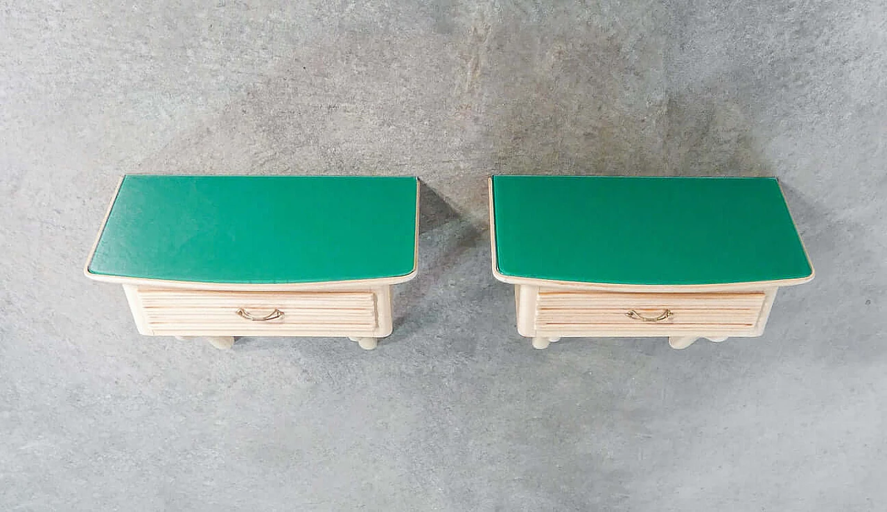 Pair of shelf bedside tables with drawer in the style of V. Valabrega, 1940s 7