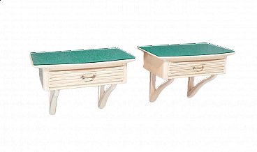 Pair of shelf bedside tables with drawer in the style of V. Valabrega, 1940s