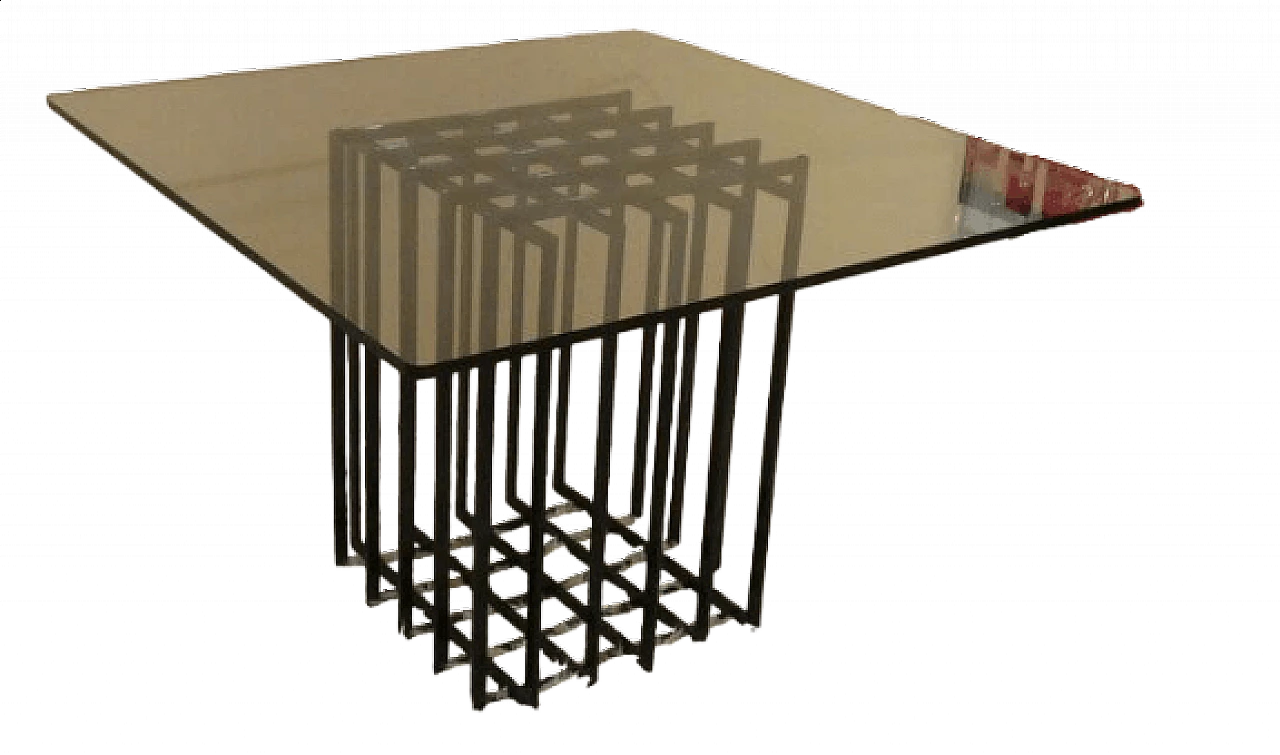 Tavolo in acciaio nero e vetro di Pierre Cardin, anni '70 10