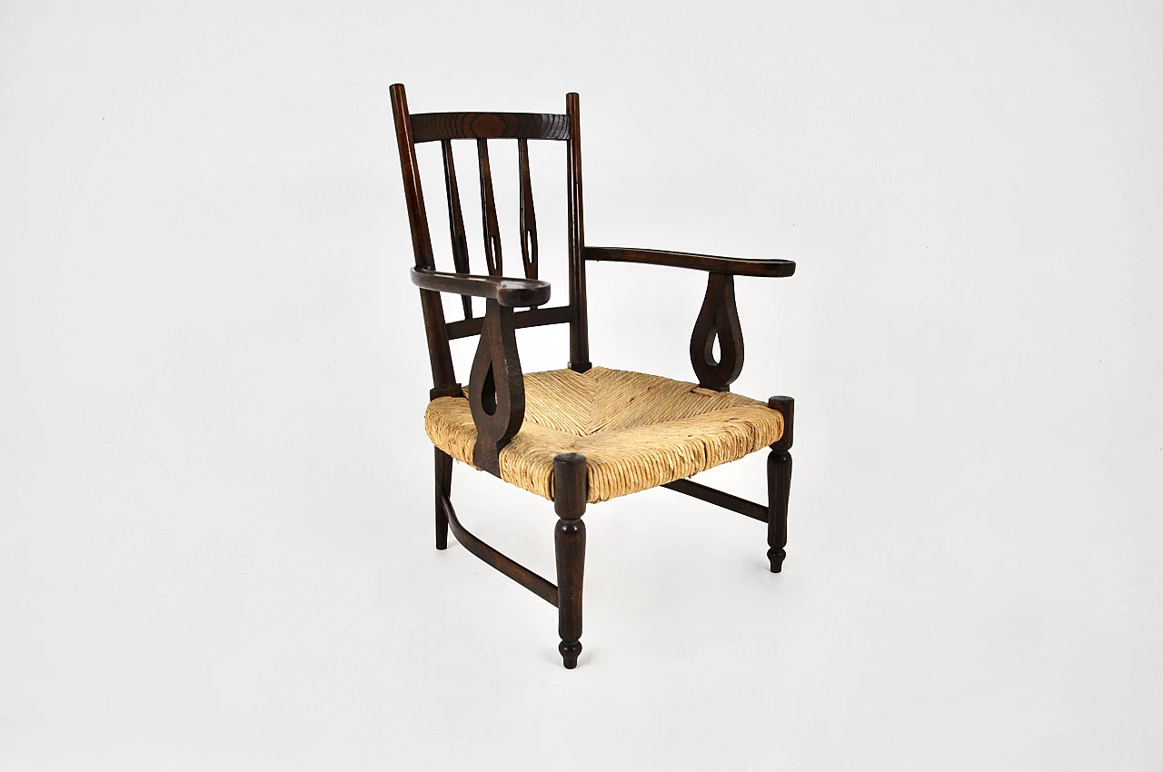 Wood and wicker armchair by Paolo Buffa, 1950s 1