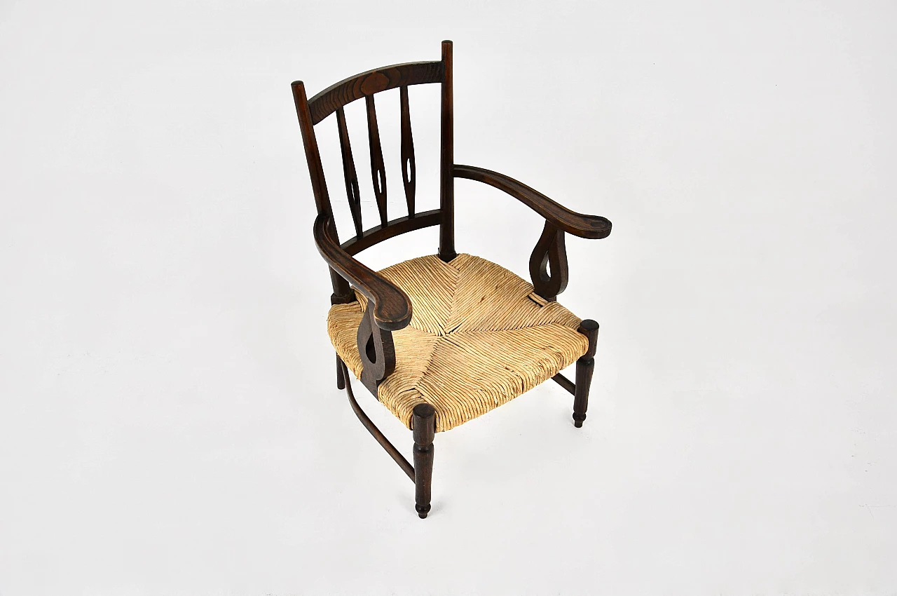 Poltrona in legno e vimini di Paolo Buffa, anni '50 2