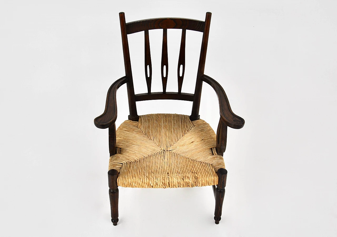 Wood and wicker armchair by Paolo Buffa, 1950s 3