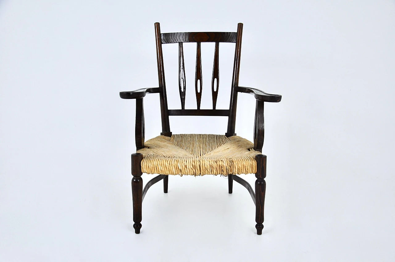 Wood and wicker armchair by Paolo Buffa, 1950s 4