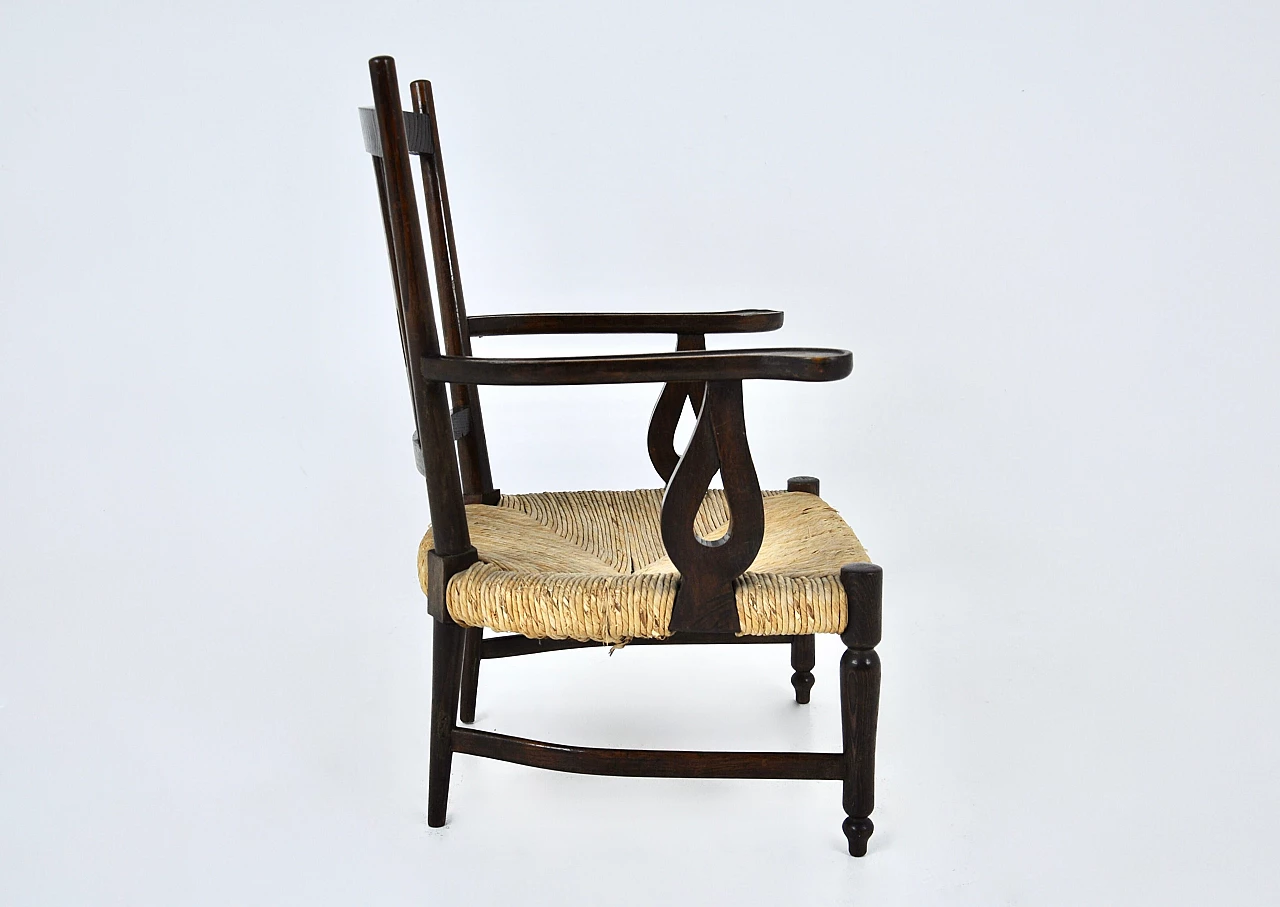 Wood and wicker armchair by Paolo Buffa, 1950s 5