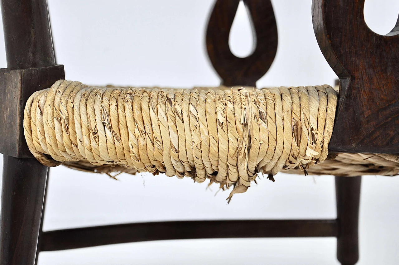 Poltrona in legno e vimini di Paolo Buffa, anni '50 10