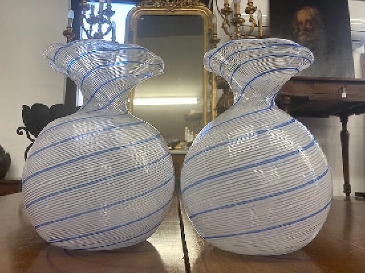 Pair of Murano glass vases by Aureliano Toso, 1960s 1