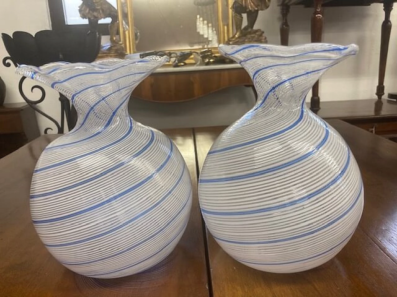 Pair of Murano glass vases by Aureliano Toso, 1960s 2