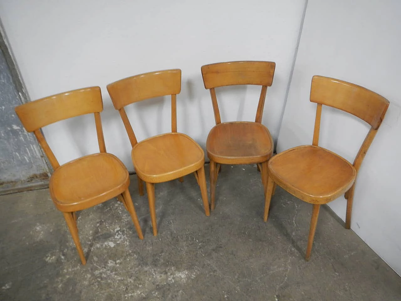 4 Beech chairs, 1950s 2