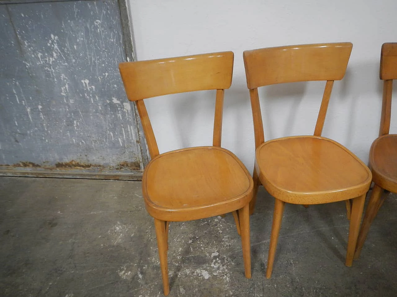 4 Beech chairs, 1950s 3