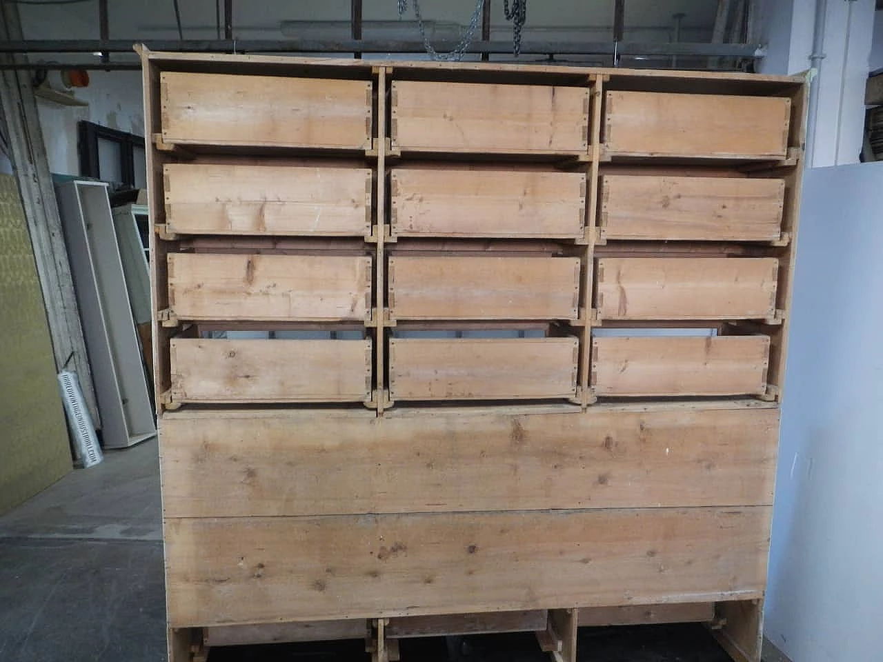 Light green spruce and glass store chest of drawers, 1950s 12