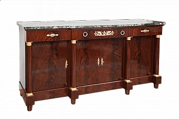 Empire style mahogany feather and Verde Alpi marble sideboard, early 20th century