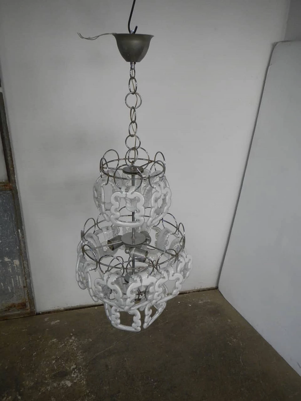 Lampadario in vetro di Murano di Angelo Mangiarotti per Vistosi, anni '60 1