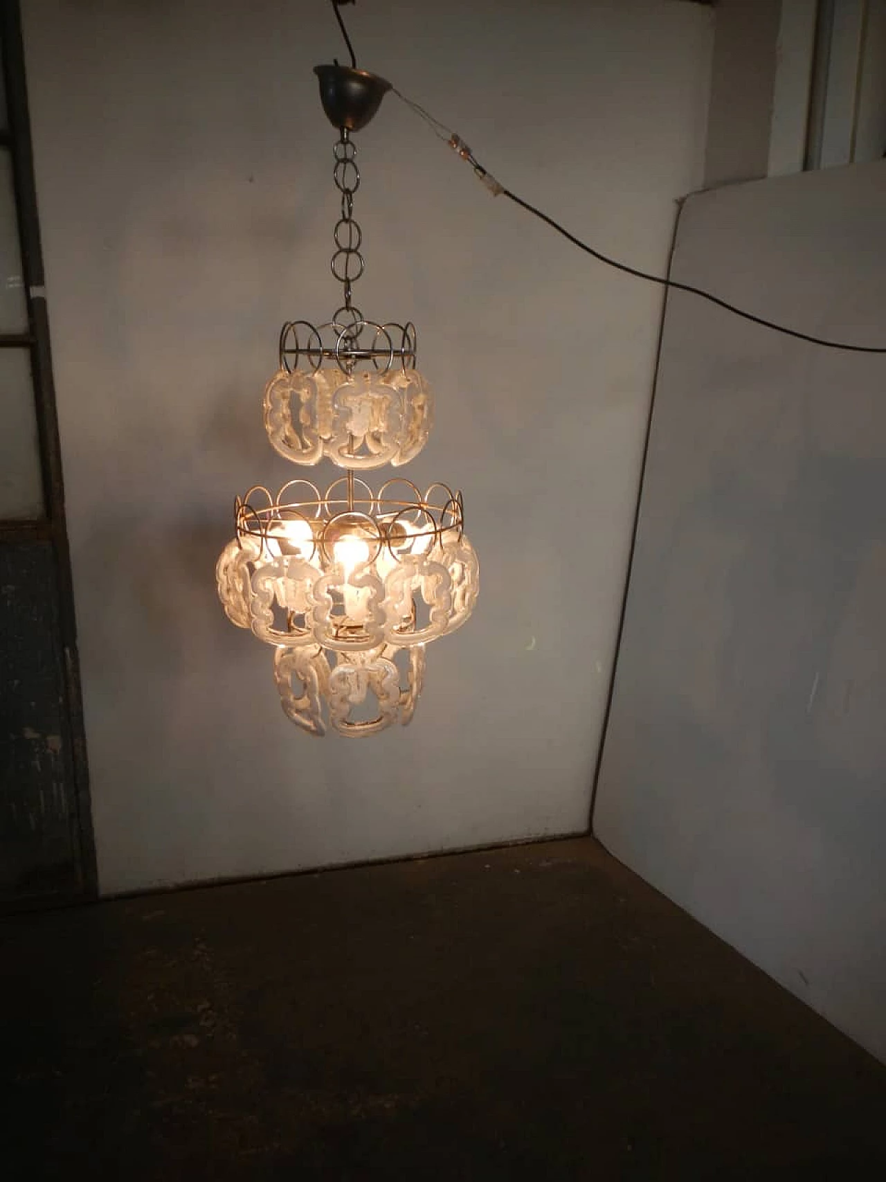 Lampadario in vetro di Murano di Angelo Mangiarotti per Vistosi, anni '60 3