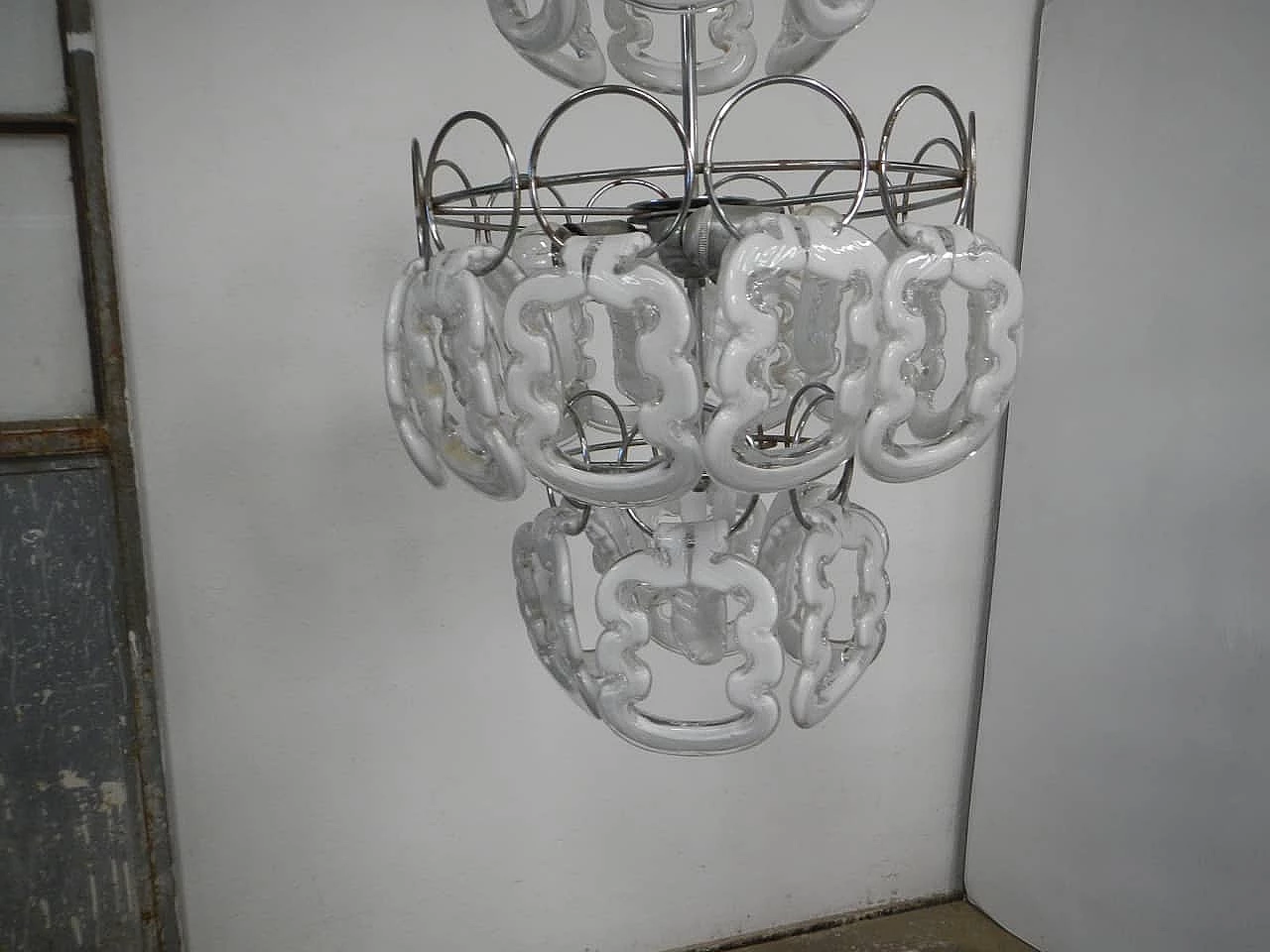 Lampadario in vetro di Murano di Angelo Mangiarotti per Vistosi, anni '60 4