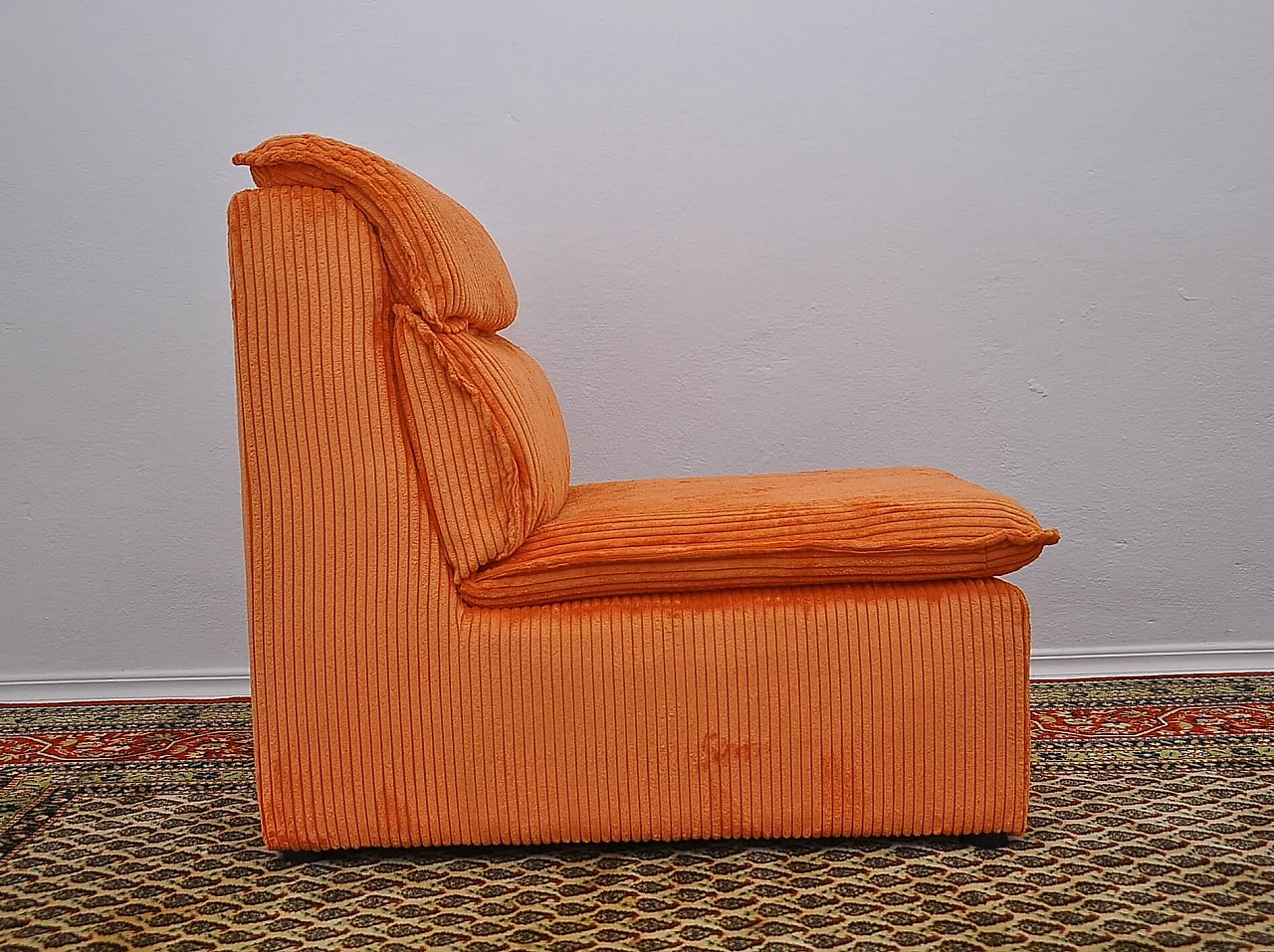 Orange corduroy modular corner sofa, 1970s 9