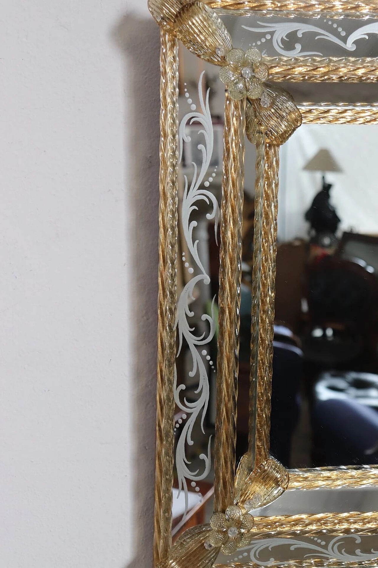 Specchio da parete in vetro artistico di Murano, anni '80 6