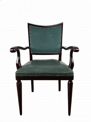 Walnut armchair with skai seat and back, 1940s