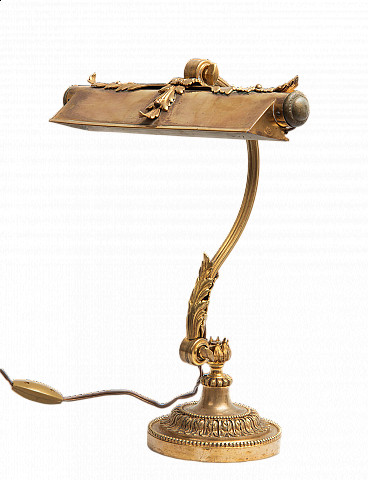 Lampada da tavolo in bronzo dorato in stile Napoleone III, inizio '900