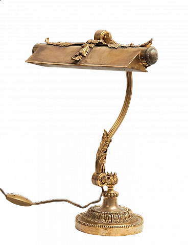 Lampada da tavolo in bronzo dorato in stile Napoleone III, inizio '900