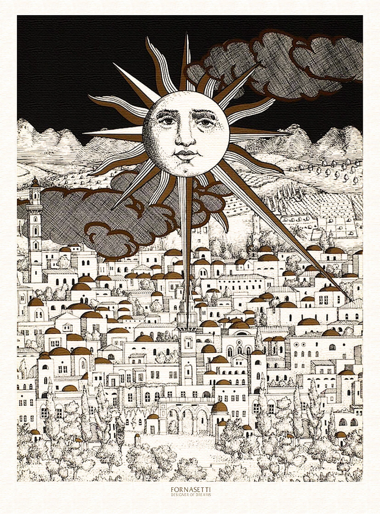 Poster Sole a Gerusalemme di Fornasetti, anni 2000 1