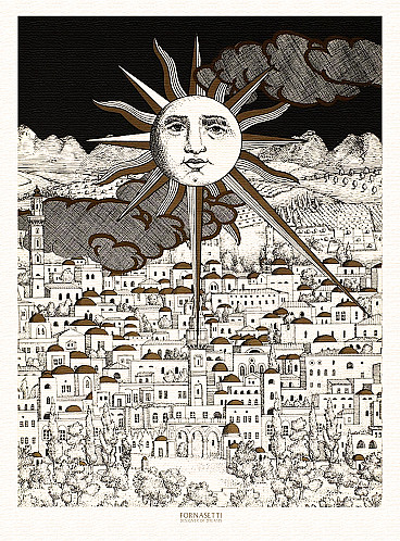 Poster Sole a Gerusalemme di Fornasetti, anni 2000