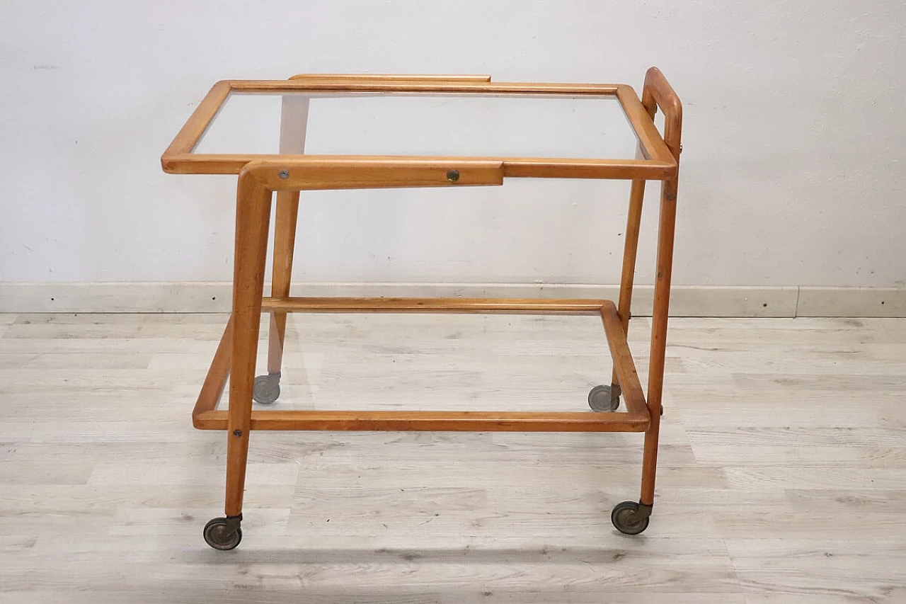 Beech and glass bar cart, 1950s 6