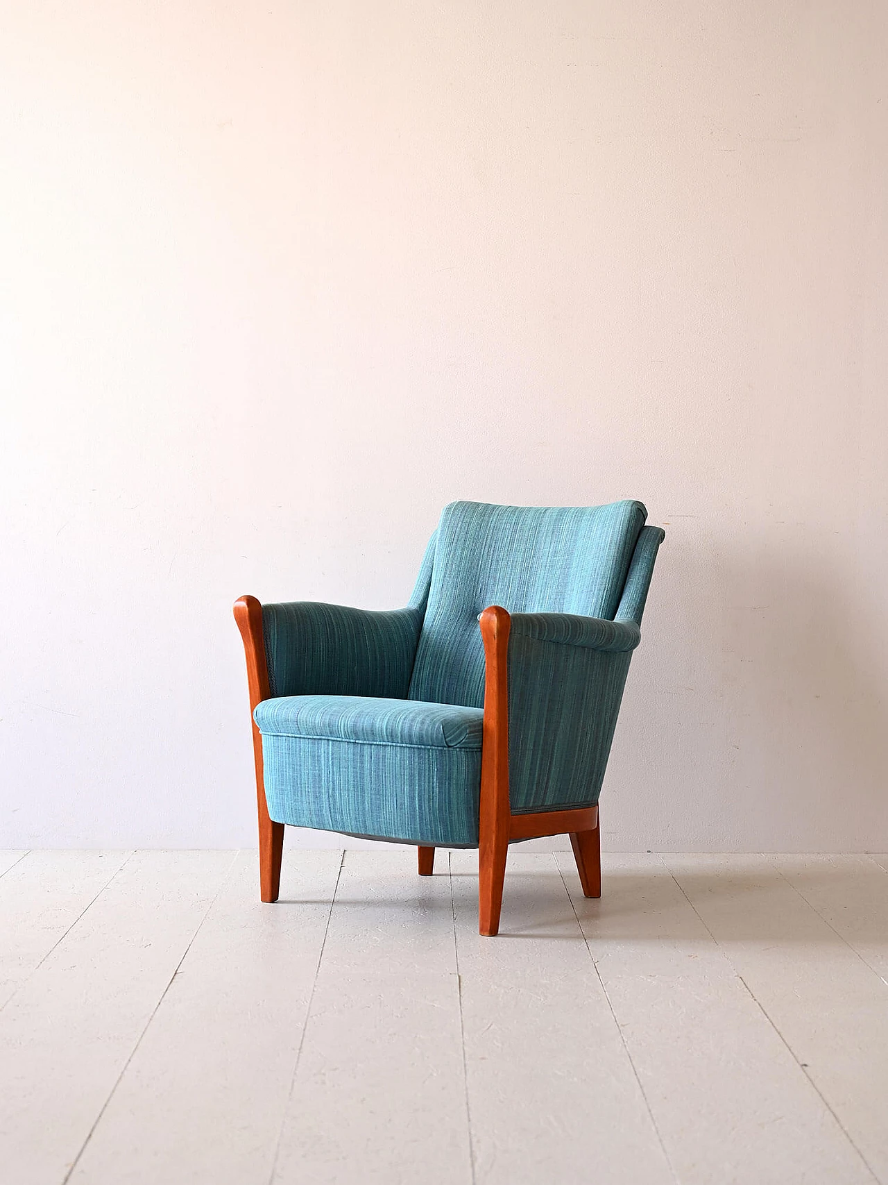 Scandinavian blue fabric armchair, 1960s 1