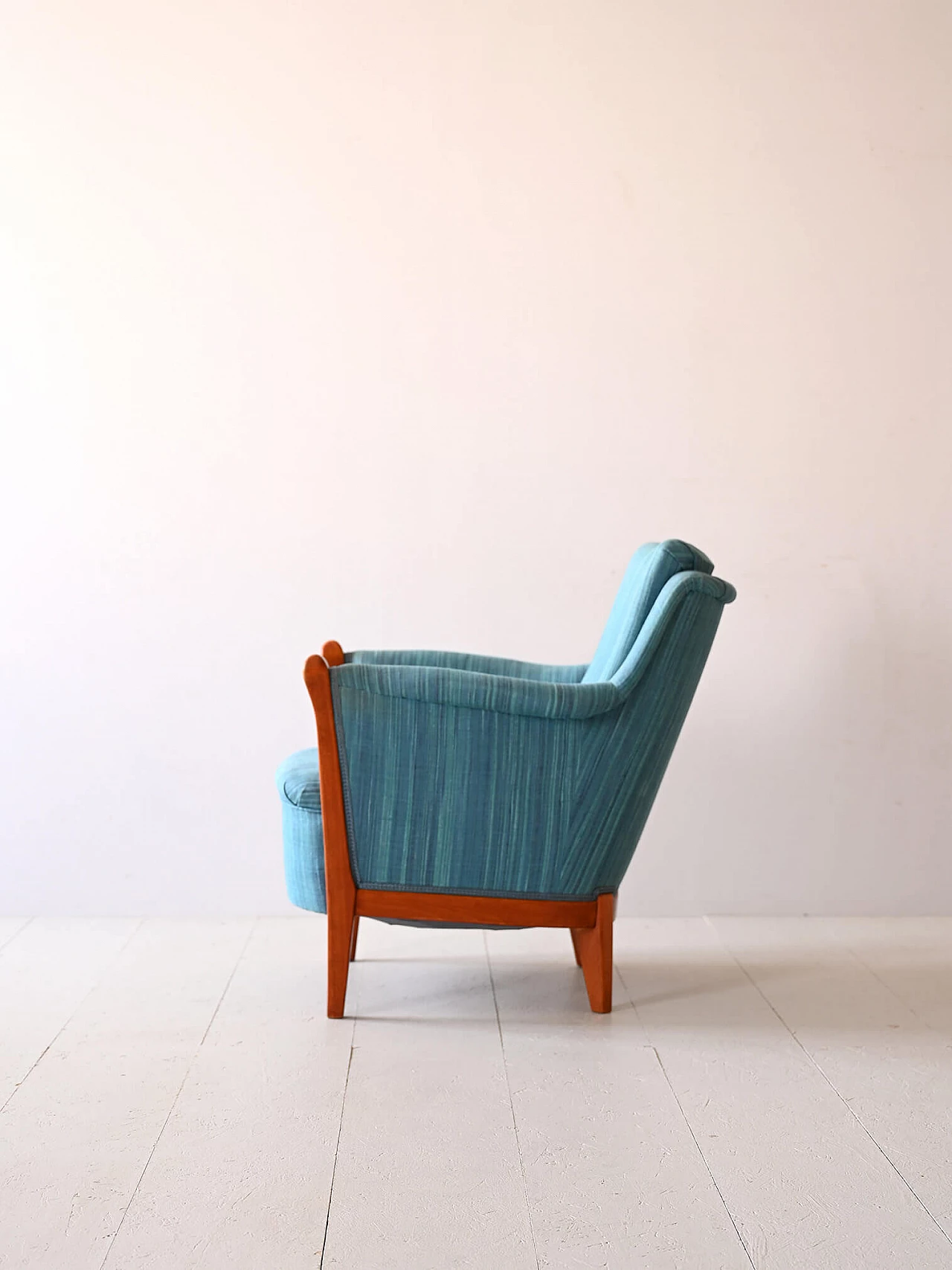 Scandinavian blue fabric armchair, 1960s 3