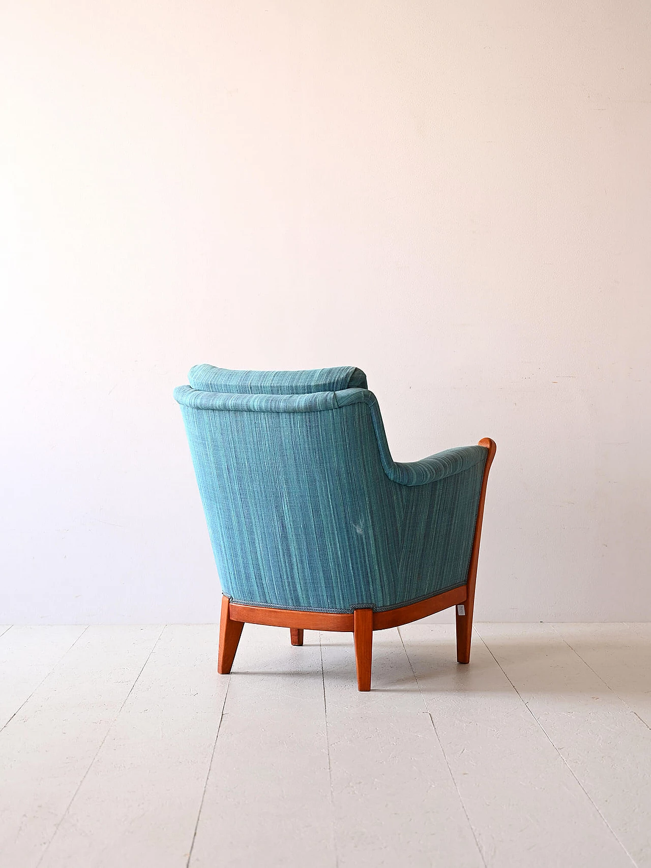 Scandinavian blue fabric armchair, 1960s 4