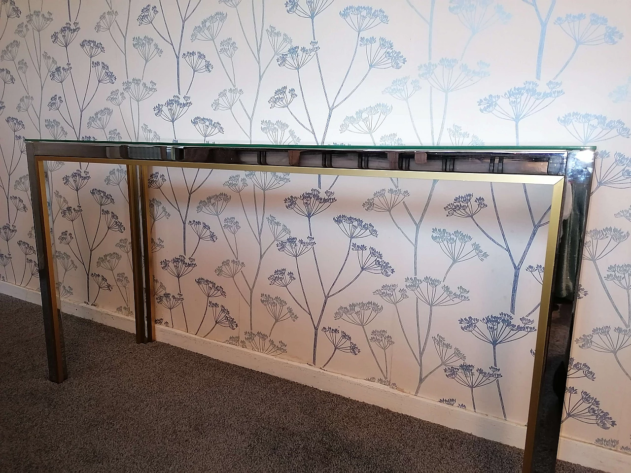 Consolle in metallo e vetro di Renato Zevi, anni '70 1