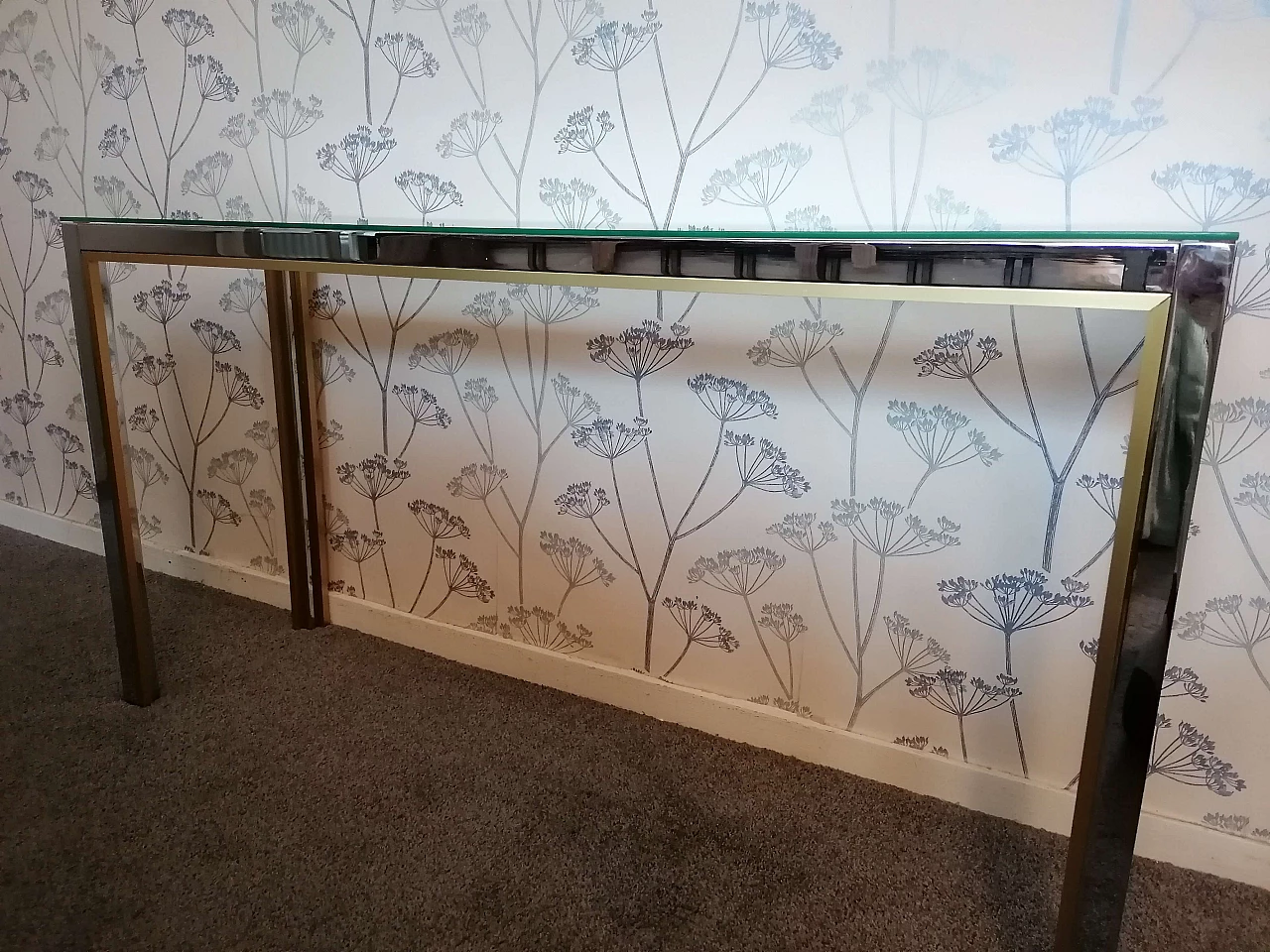 Consolle in metallo e vetro di Renato Zevi, anni '70 3