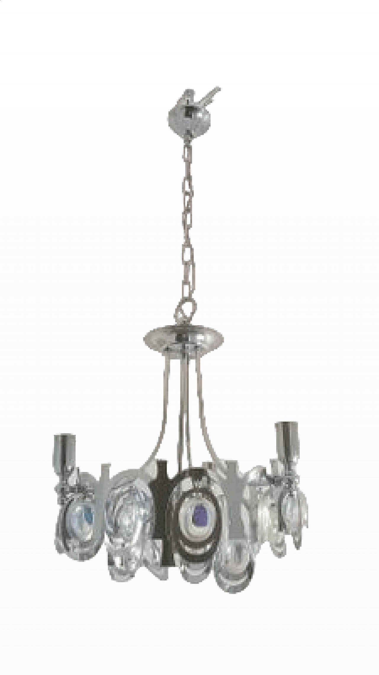 Four-light chrome-plated steel chandelier by Gaetano Sciolari, 1960s 6