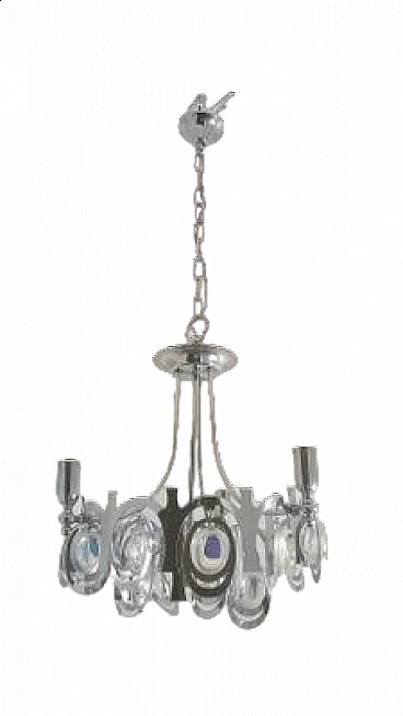 Four-light chrome-plated steel chandelier by Gaetano Sciolari, 1960s