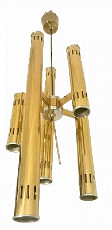 Lampada a sospensione in ottone di Oscar Torlasco, anni '70