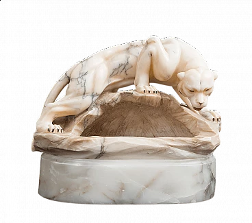 Napoleon III alabaster sculpture-lamp with panther, 19th century